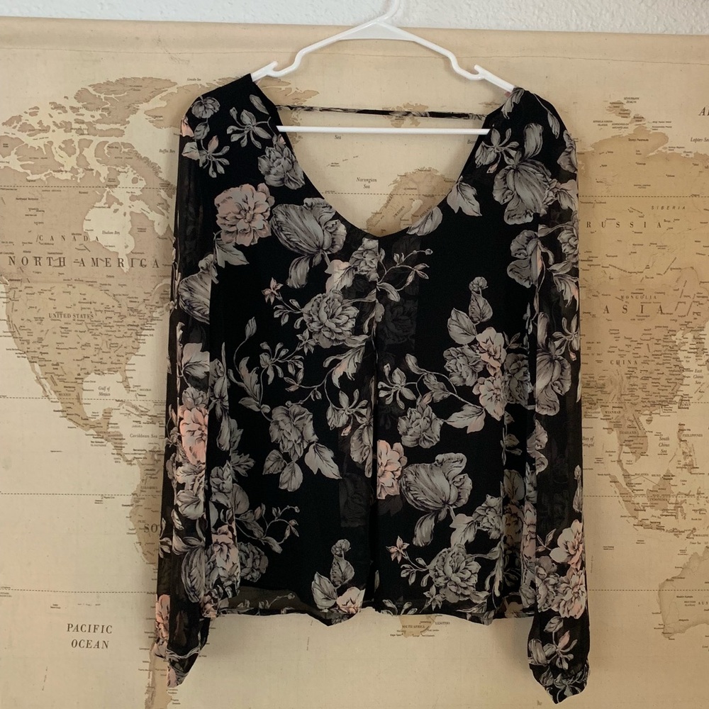 Black floral long sleeve